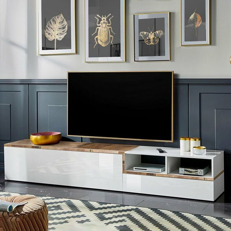 

Mueble de TV diseño salón 2 puertas abatibles 240 cm Zet Kiwey Acero XL