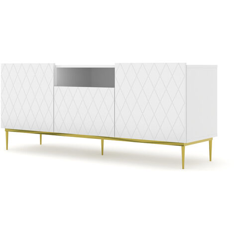 Mueble TV DIUNA 2D1K 145 cm sobre estructura blanco mate