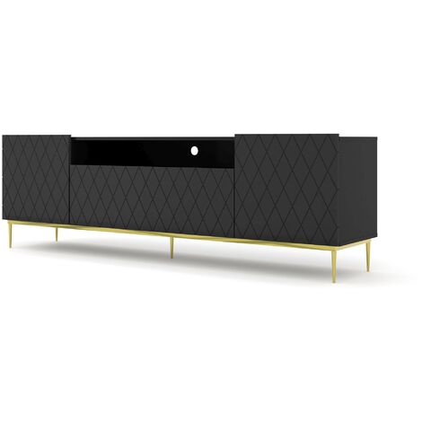 Mueble TV DIUNA 2D1K 193 cm sobre estructura negro mate