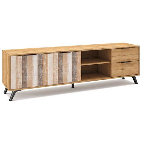 Mueble TV de madera maciza con 3 cajones 180 cm BOHEMIAN - Miliboo