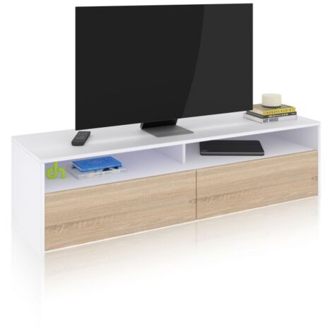 Mueble TV Elba 2 puertas Blanco Artik (Blanco Mate) - Roble Canadian (ancho) x 35,5cm (alto)