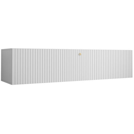 Mueble TV Elblaru 106, Blanco, Número de puertas: 1, Número de cajones: 0, 150x34x40cm