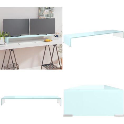 Mueble TV/Elevador de monitor cristal verde 110x30x13 cm - Estante de vidrio - Soporte de TV