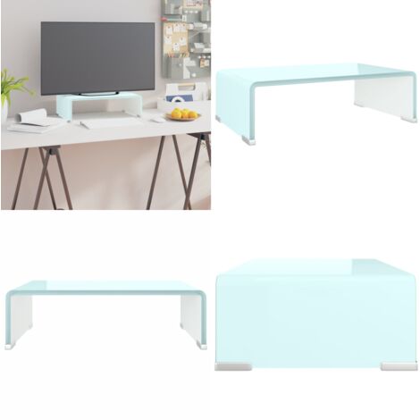 Mueble TV/Elevador de monitor cristal verde 40x25x11 cm - Estante de vidrio - Soporte de TV