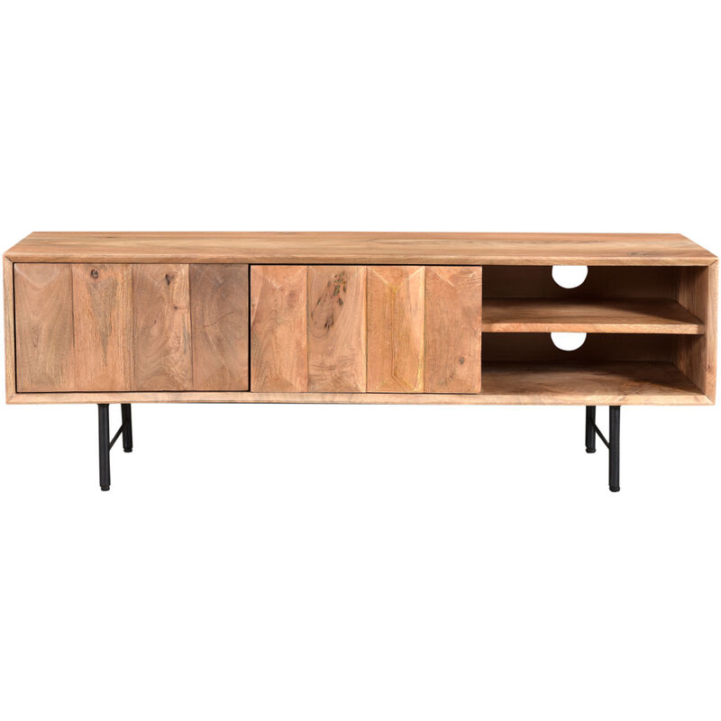 

Mueble TV en mango macizo con puertas en relieve L120 cm AGRA