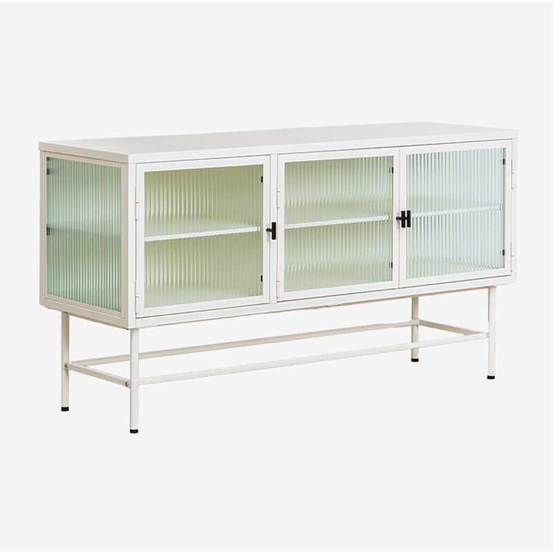 

Mueble TV en Metal y Vidrio Vertal Blanco - Sklum
