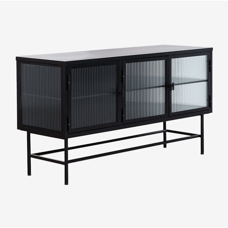 

Mueble TV en Metal y Vidrio Vertal Negro - Sklum