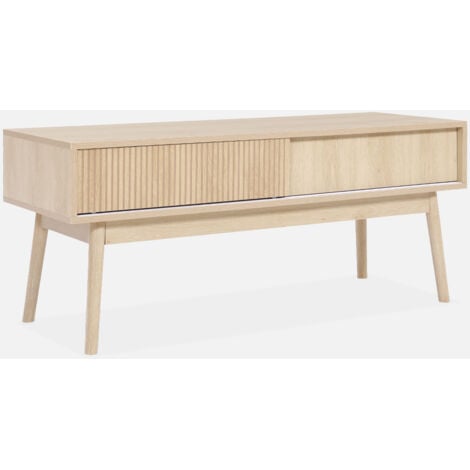 Mueble TV escandinavo efecto madera, 115cm, Linear, Madera, 115x40x48 cm