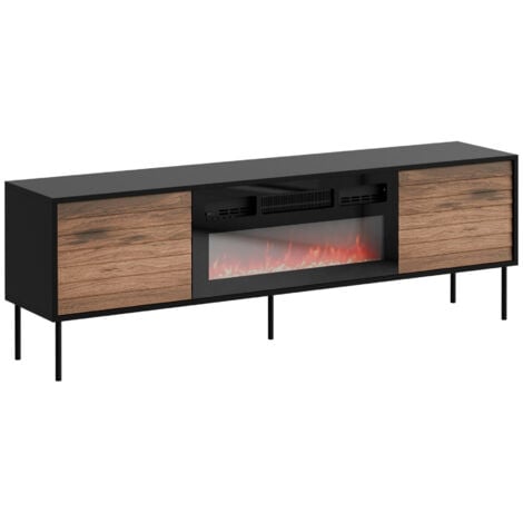 MOBILIER1 Mueble TV Flosoru 108, Nogal + Negro, Número de puertas: 0, Número de cajones: 0, 180x60x40cm