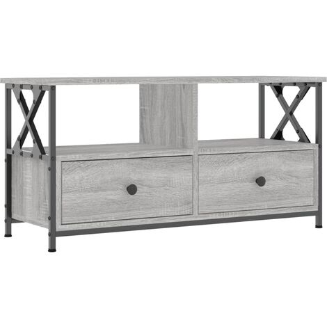Mueble TV hierro y madera contrachapada gris Sonoma 90x33x45 cm vidaXL