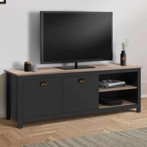 Mueble TV ISIS 140 cm madera vintage y negro