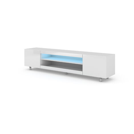 Mueble TV KATE 189 cm blanco brillante + LED