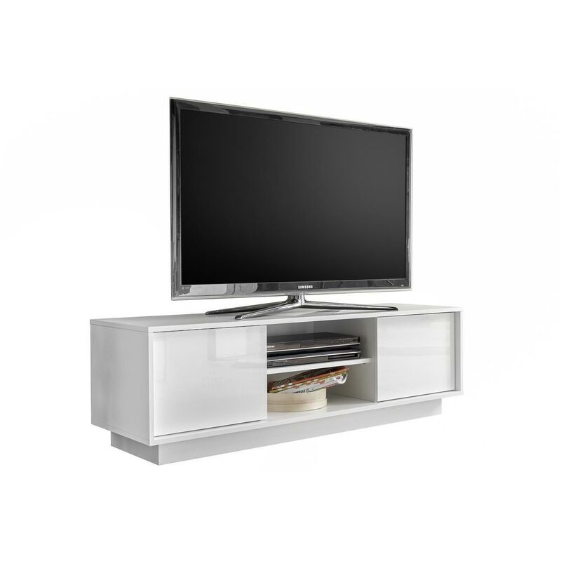 

Mueble TV L138 cm blanco lacado brillante COMO