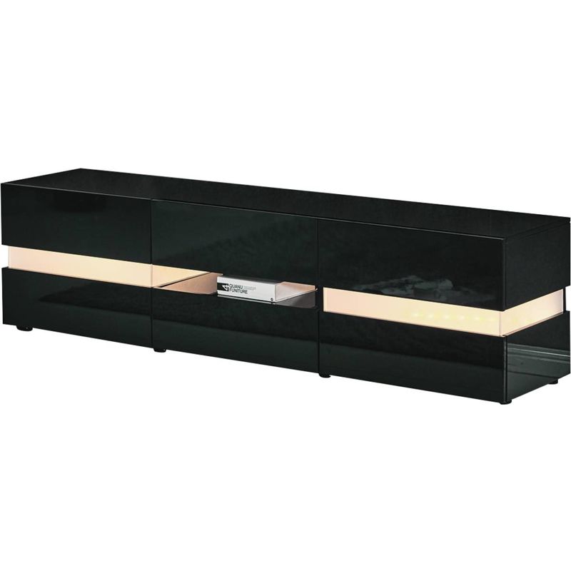 Habitat Et Jardin - Mueble tv Led vida - 177 x 39 x 45 cm - Negro Lacado