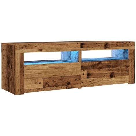 Mueble TV luces LED madera ingeniería envejecida 120x35x40 cm vidaXL