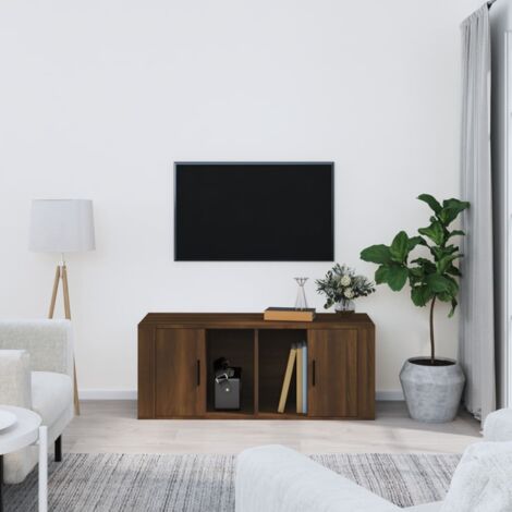 Mueble TV madera contrachapada color marrón roble 100x35x40 cm vidaXL