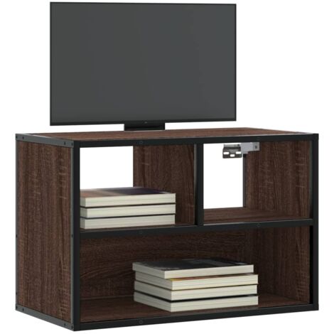 Mueble TV madera ingeniería y metal marrón roble 60x31x39,5 cm