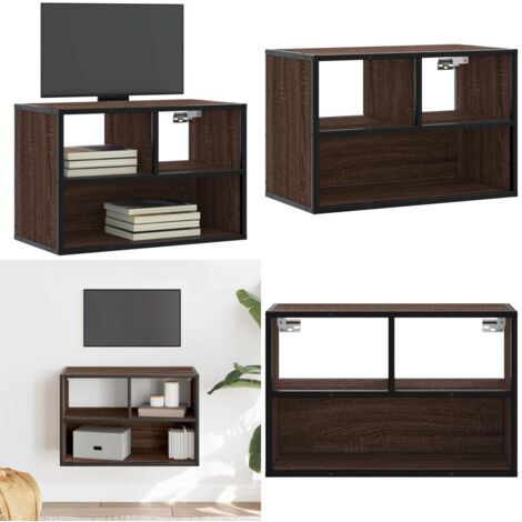Mueble TV madera ingeniería y metal marrón roble 60x31x39,5 cm - Mueble de pared - Madera de ingeniería