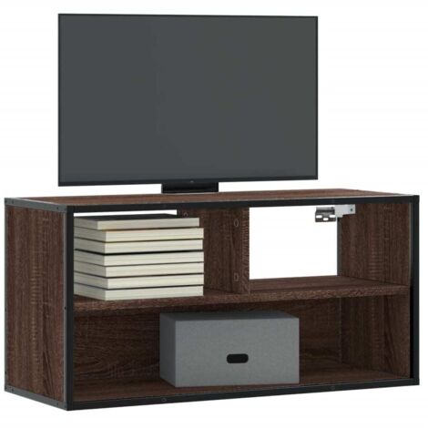 Mueble TV madera ingeniería y metal marrón roble 80x31x39,5 cm vidaXL