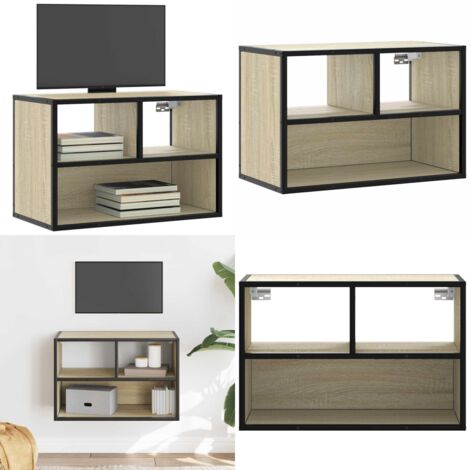 Mueble TV madera ingeniería y metal roble Sonoma 60x31x39,5 cm - Mueble para tv - Mueble de tv de madera