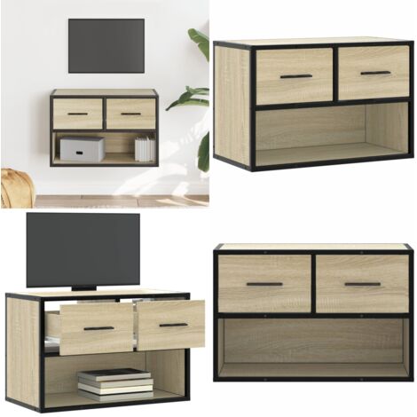 Mueble TV madera ingeniería y metal roble Sonoma 60x31x39,5 cm - Mueble para tv - Mueble de tv de madera