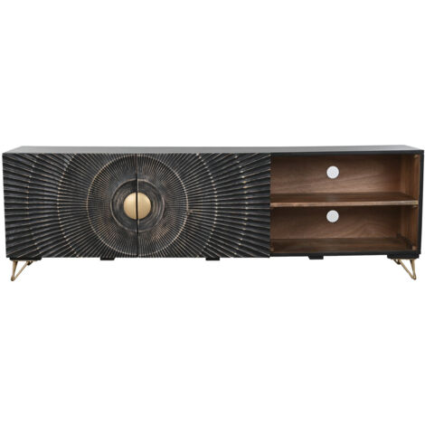 Mueble Tv Mango Metal 160X40X50 Mandala Negro