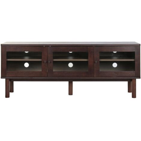 Mueble Tv Mdf Cristal 140X40X55 Marron Oscuro