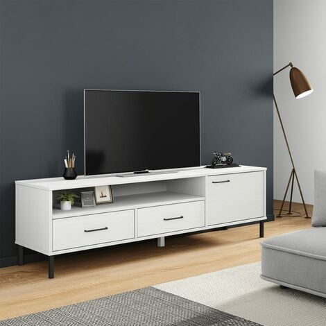 Mueble TV en metal negro 140x40x40cm - Industrial - barra de refuerzo