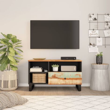 Mueble TV nórdico madera y blanco 180cm SID - Miliboo