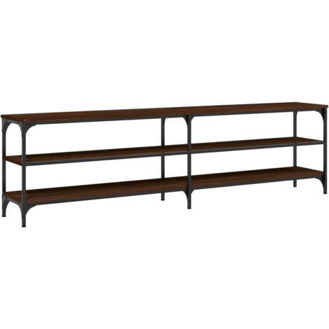 Mueble TV metal y madera contrachapada marrón roble 180x30x50cm vidaXL