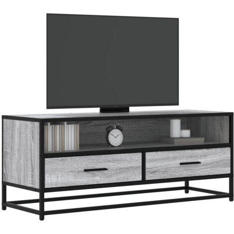 Mueble TV metal y madera ingeniería gris  100x34,5x40 cm