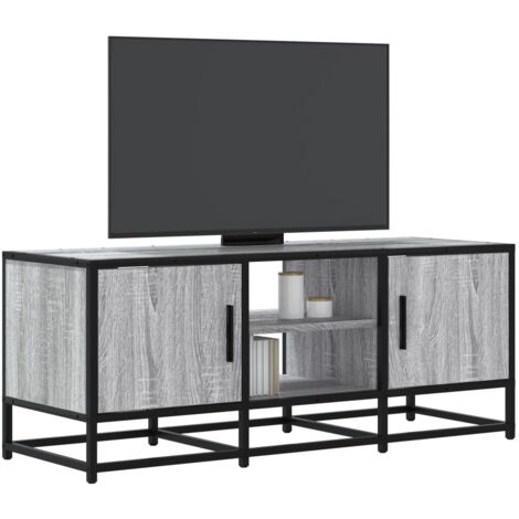 Mueble TV metal y madera ingeniería gris  100x35x41 cm