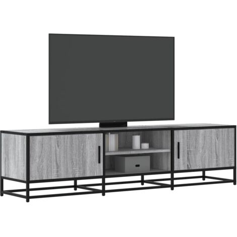 Mueble TV metal y madera ingeniería gris  160x35x41 cm