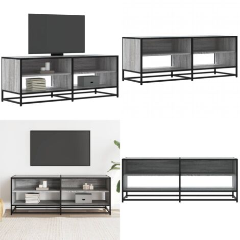 Mueble TV metal y madera ingeniería gris Sonoma 120,5x40x46 cm - Almacenamiento - Madera de ingeniería