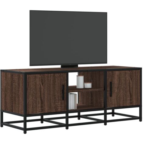 Mueble TV metal y madera ingeniería marrón roble 100x35x41 cm