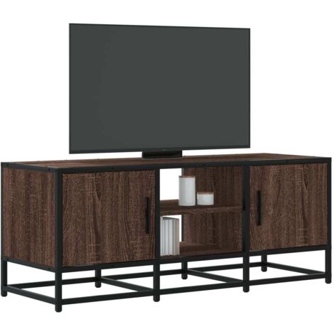 Mueble TV metal y madera ingeniería marrón roble 100x35x41 cm vidaXL
