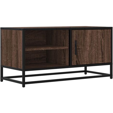 Mueble TV metal y madera ingeniería marrón roble 80x34,5x40 cm vidaXL