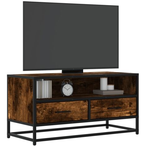 Mueble TV metal y madera ingeniería roble humo 80x34,5x40 cm