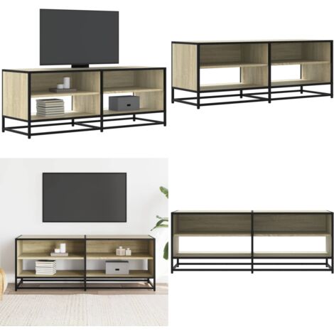 Mueble TV metal y madera ingeniería roble Sonoma 120,5x40x46 cm - Mueble de sala - Mueble de dormitorio