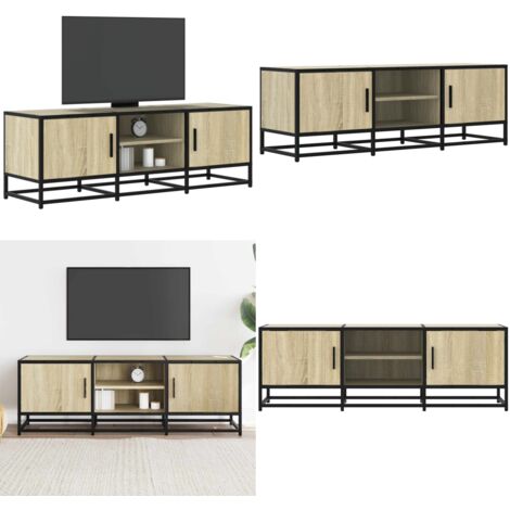 Mueble TV metal y madera ingeniería roble Sonoma 120x35x41 cm - Mueble de sala - Mueble de dormitorio