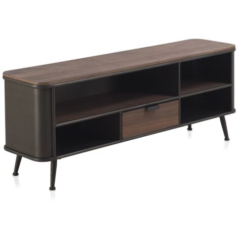 Mueble Tv Metálico Con Encimera Y 1 Cajón De Madera