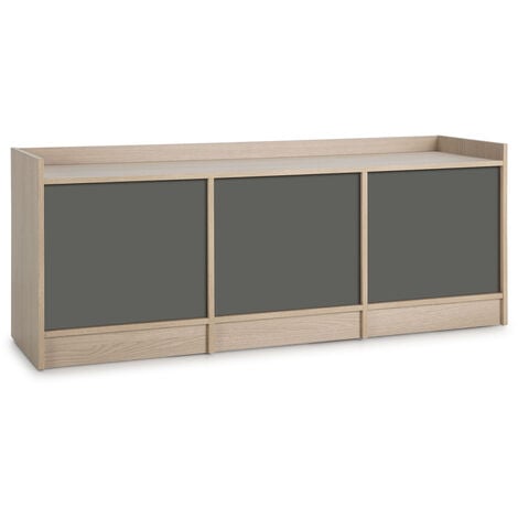 VS VENTA-STOCK Mueble TV Moscú 3 Puertas, Color Roble/Gris, 139 cm (Ancho) 40 cm (Profundo) 54 cm (Altura)