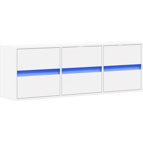 Mueble TV multimedia estante para televisión buffet para televisión comedor salón dormitorio de pared con luces LED 130 x 31 x 45 cm blanco 020027857