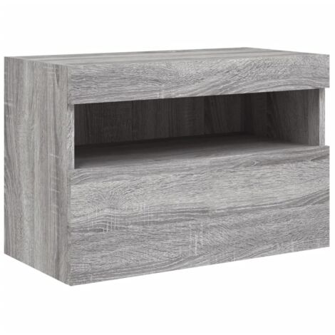 Mueble TV multimedia estante para televisión buffet para televisión comedor salón dormitorio de pared con luces LED Sonoma 60 x 30 x 40 cm gris 020028053