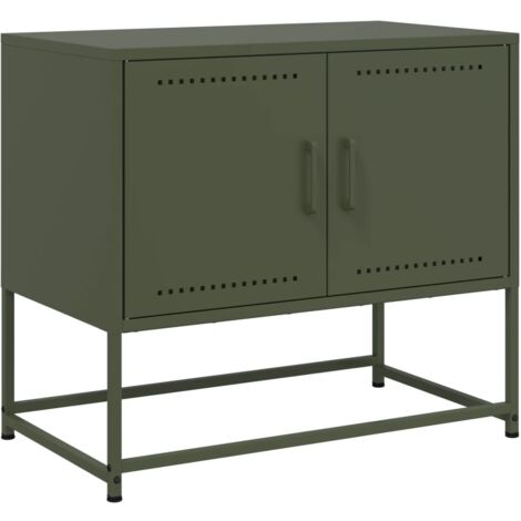Mueble TV multimedia estante para televisión buffet para televisión comedor salón dormitorio oliva 68,5 x 39 x 60,5 cm verde acero 020028272