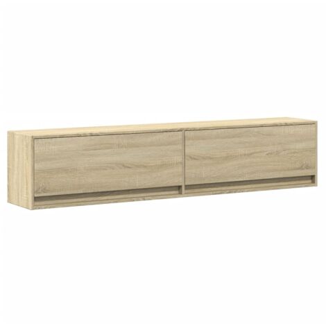 Mueble TV multimedia estante para televisión buffet para televisión comedor salón dormitorio suspendido con LED roble Sonoma 180 x 31 x 38 cm marrón 020027827