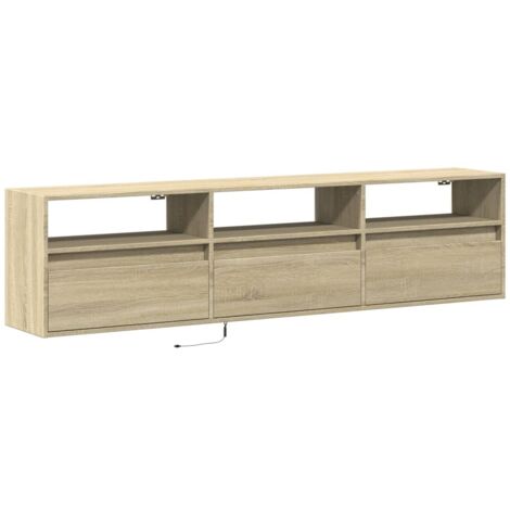 Mueble TV multimedia estante para televisión buffet para televisión comedor salón dormitorio suspendido con LED roble Sonoma 180 x 31 x 45 cm marrón 020027830