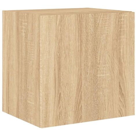Mueble TV multimedia estante para televisión buffet para televisión comedor salón dormitorio suspendido con luces LED roble sonoma 40,5 x 35 x 40 cm marrón 020028015