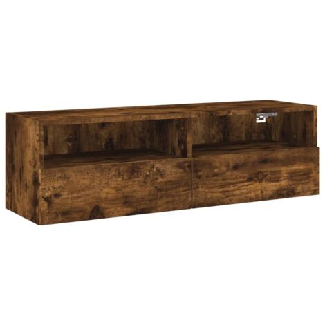 Mueble TV multimedia estante para televisión buffet para televisión comedor salón dormitorio suspendido roble ahumado 100 x 30 x 30 cm madera contrachapada marrón 020028120