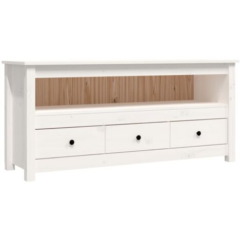 Mueble TV multimedia Estante TV Aparador TV Comedor Salón Dormitorio 114 x 35 x 52 cm Madera maciza de pino blanco 020025783
